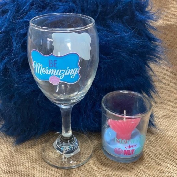Mermaid You are Mermazing Wine Glass Candle - Picture 3 of 15